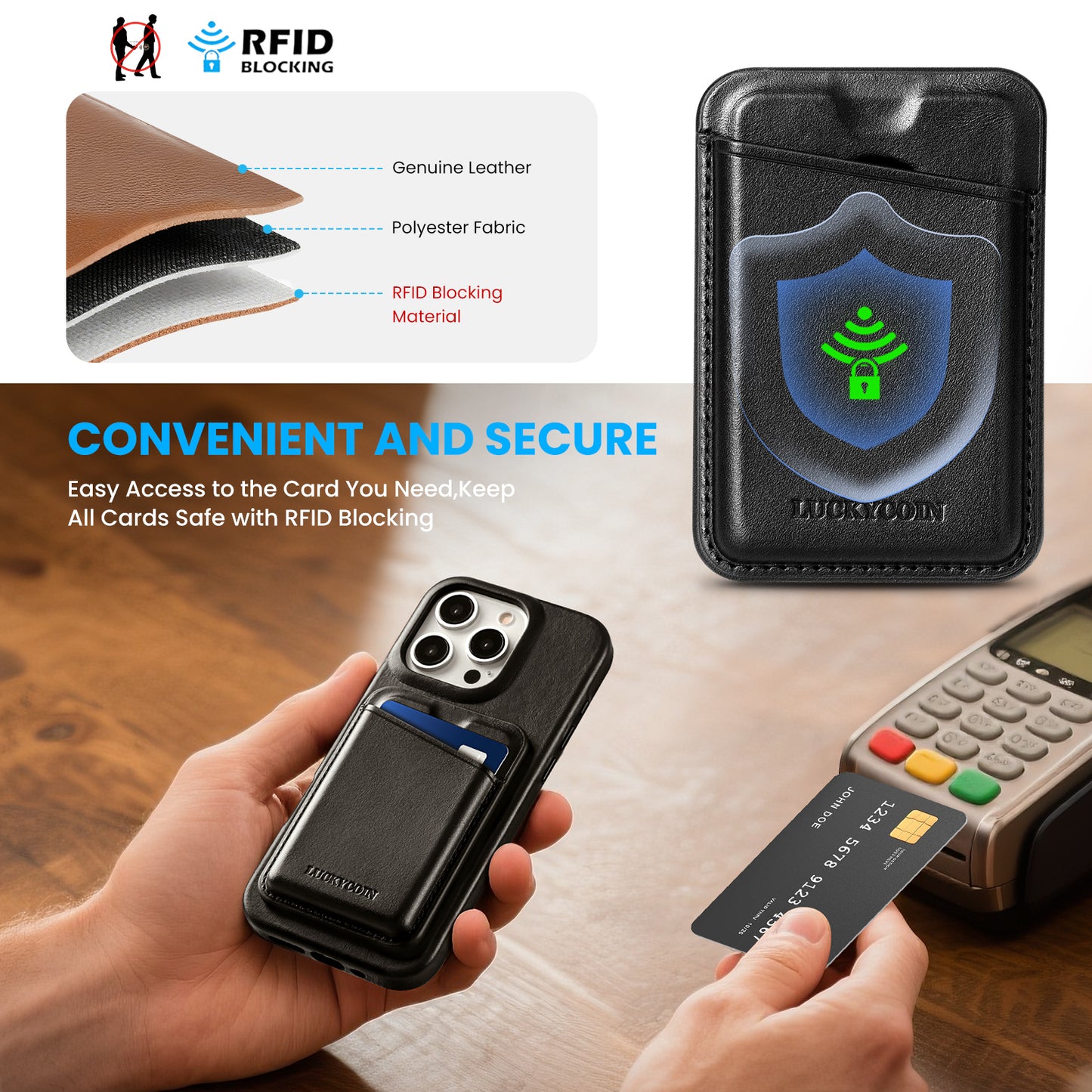 MAGNETIC LEATHER WALLET WITH CASE | BLACK