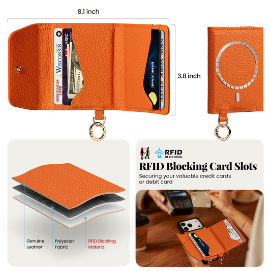 Detachable Flip Wallet Crossbody Phone Case | Orange