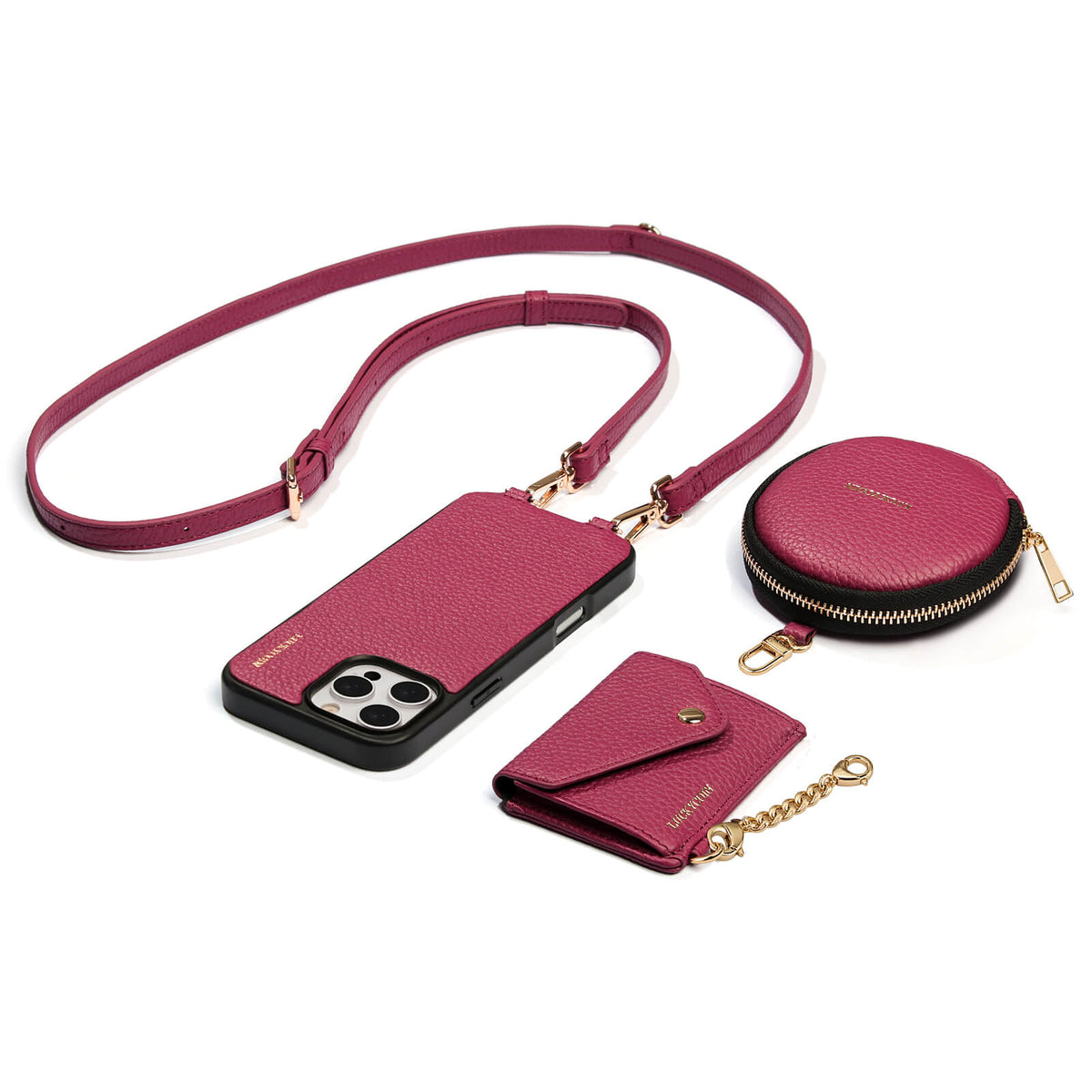Detachable Crossbody Wallet Phone Case with Round Pouch | Rose Purple