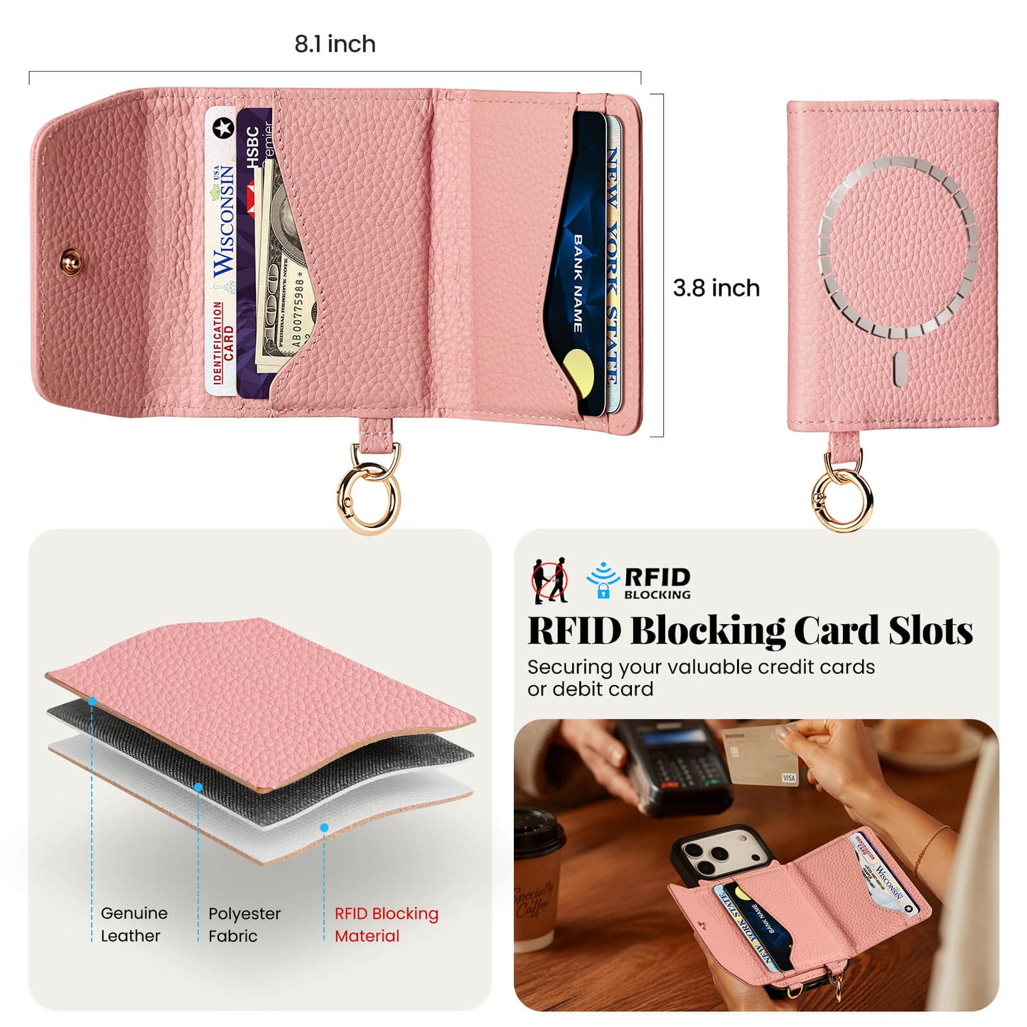 Detachable Flip Wallet Crossbody Phone Case | Pink