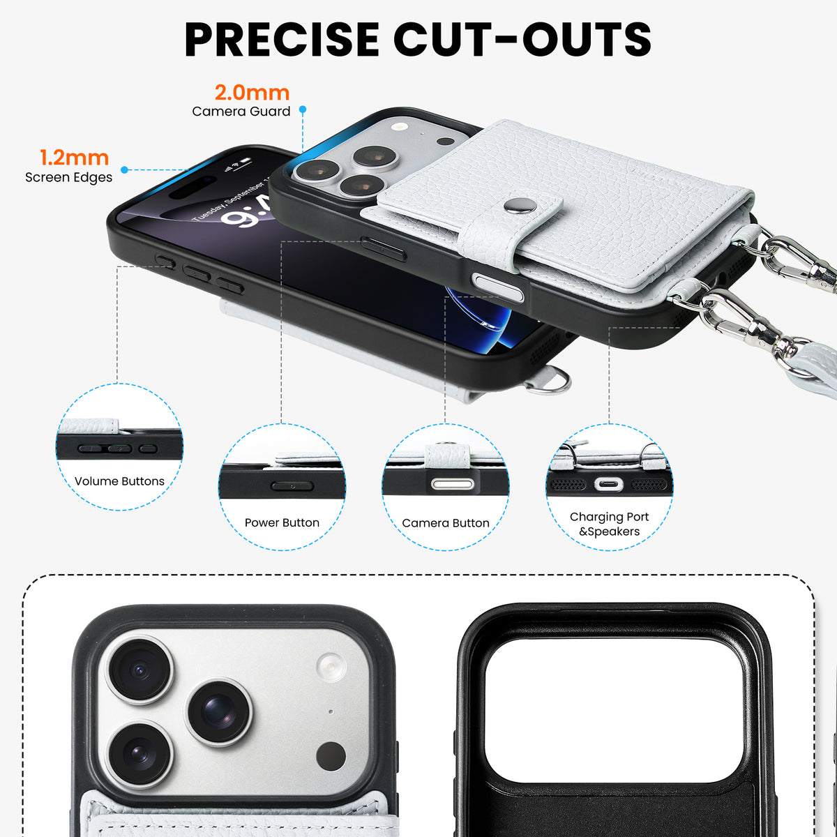 MagSafe Bifold Wallet Crossbody Case | Mist Blue
