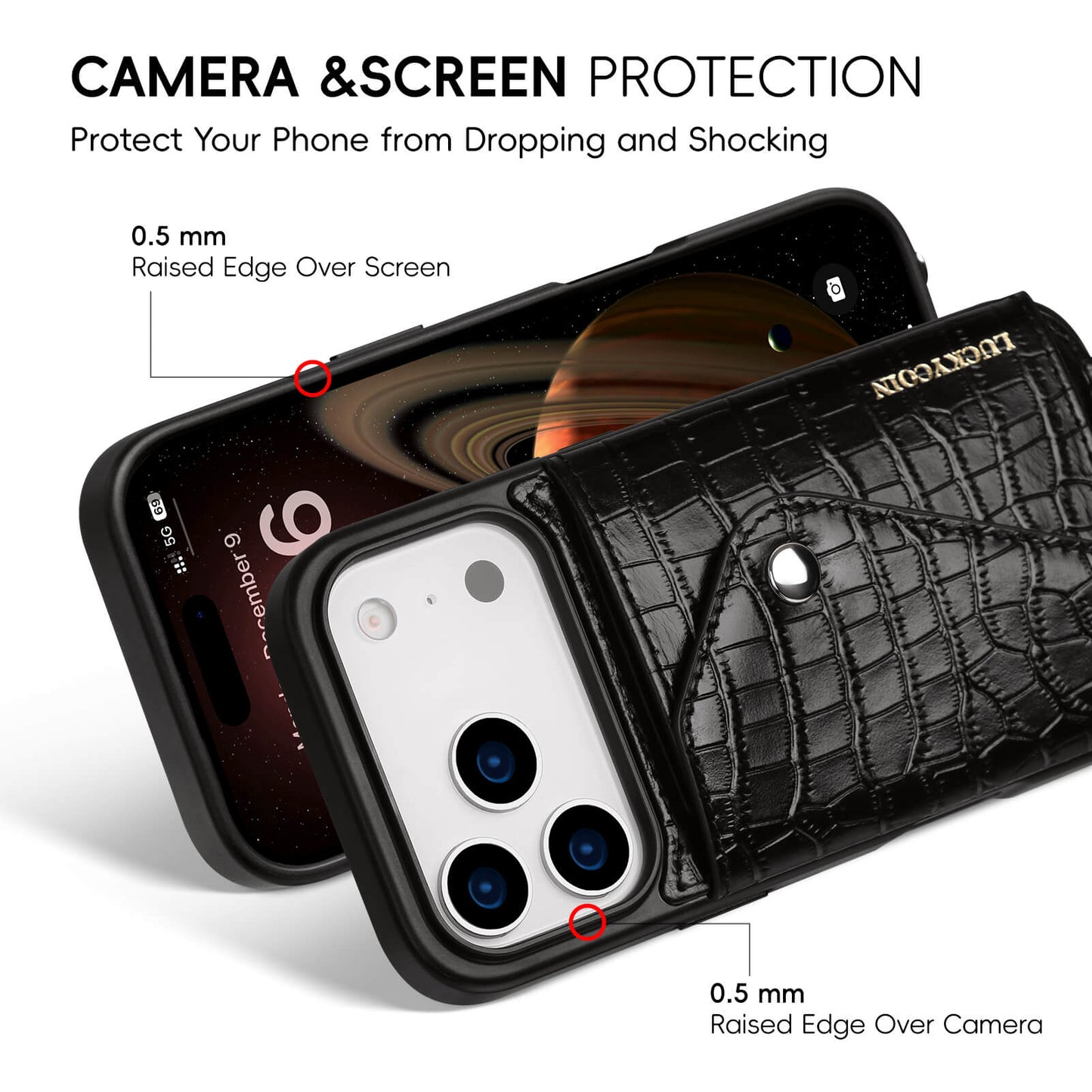 Crossbody Wallet Case | Black Croc