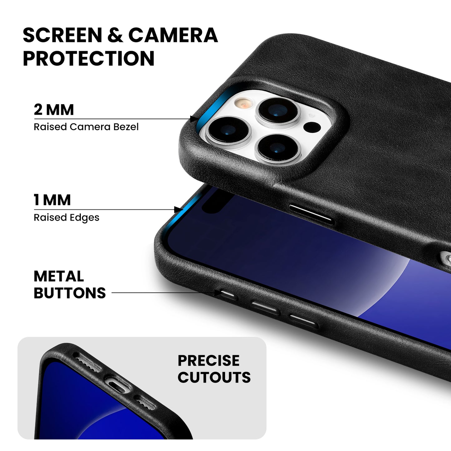 MAGNETIC LEATHER WALLET WITH CASE | BLACK