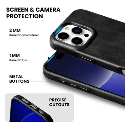 MAGNETIC LEATHER WALLET WITH CASE | BLACK