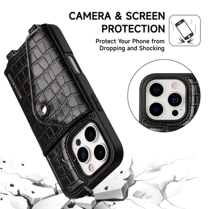 Crossbody Wallet Case | Black Croc