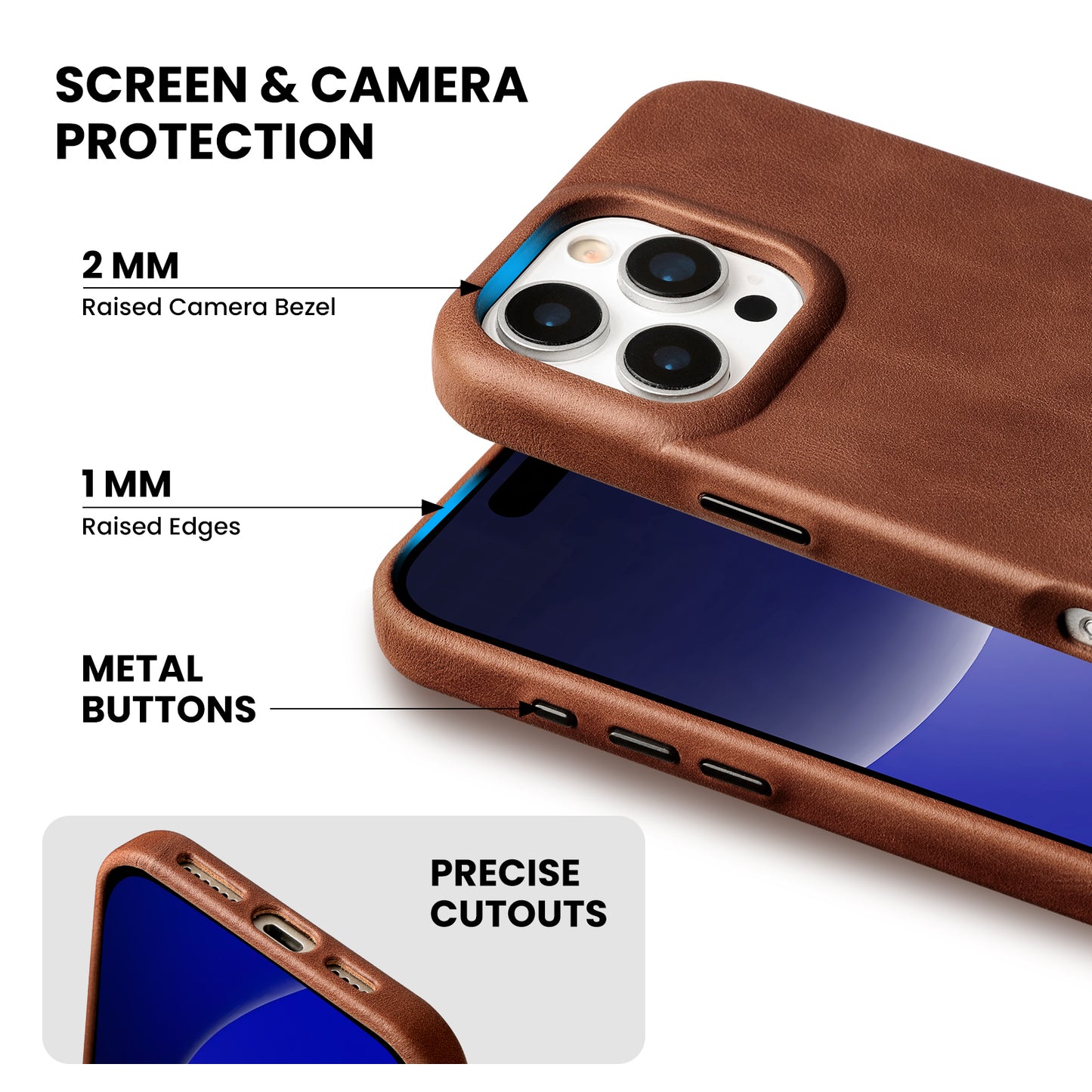 MAGNETIC LEATHER WALLET WITH CASE | DARK BROWM