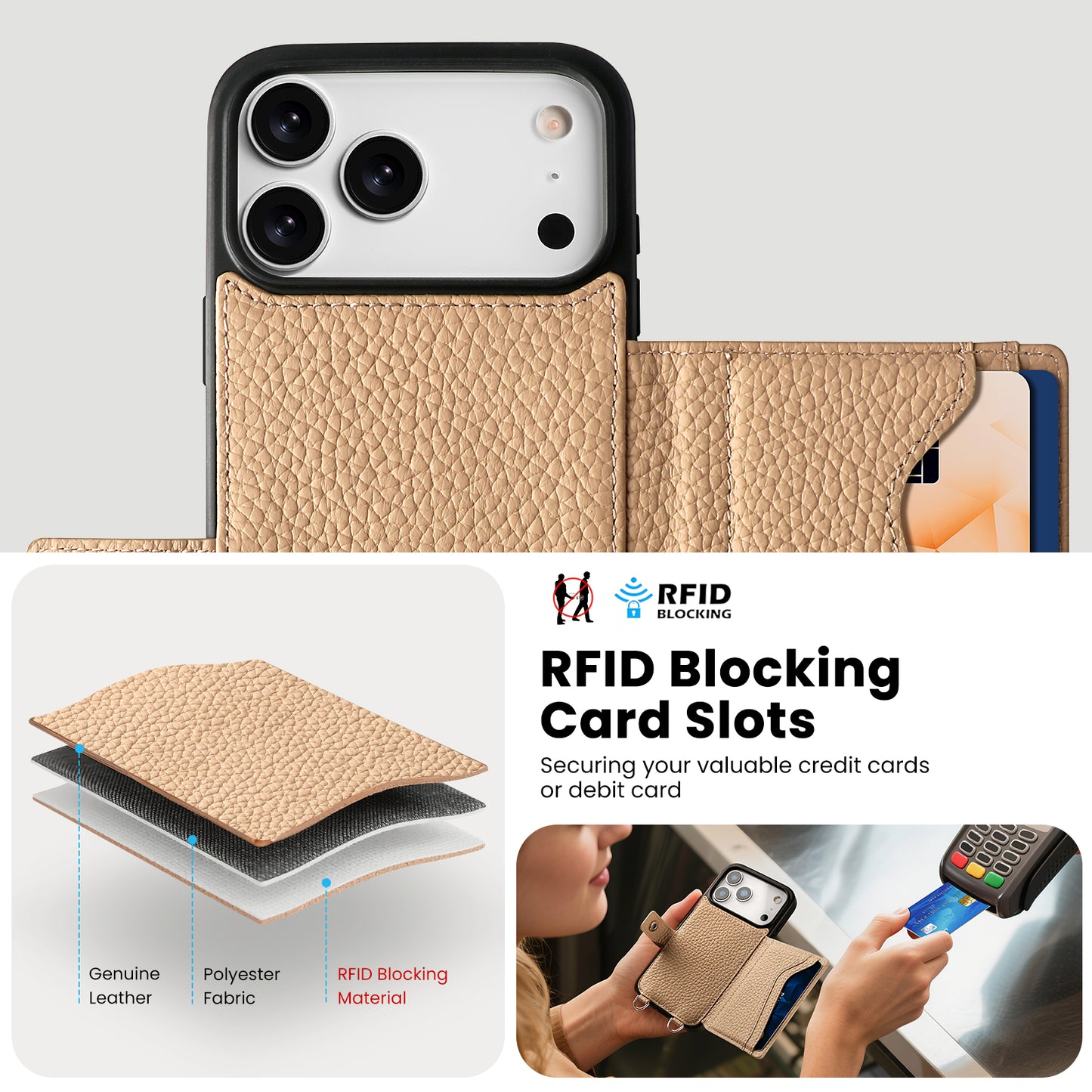 MAGSAFE BIFOLD WALLET CROSSBODY CASE | BEIGE