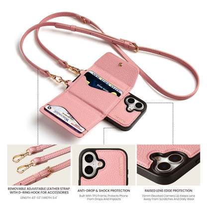 Detachable Flip Wallet Crossbody Phone Case | Pink