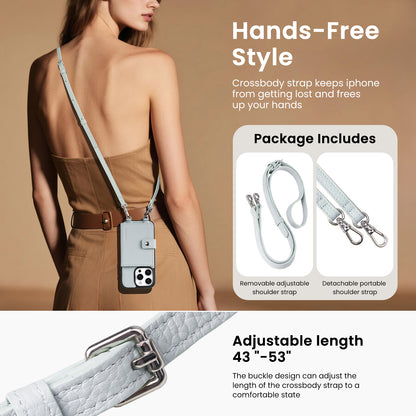 MagSafe Bifold Wallet Crossbody Case | Mist Blue