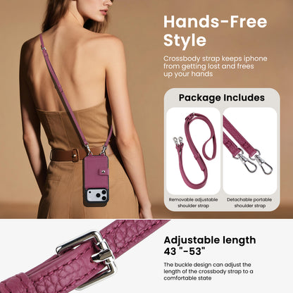 MagSafe Bifold Wallet Crossbody Case | Rose Purple