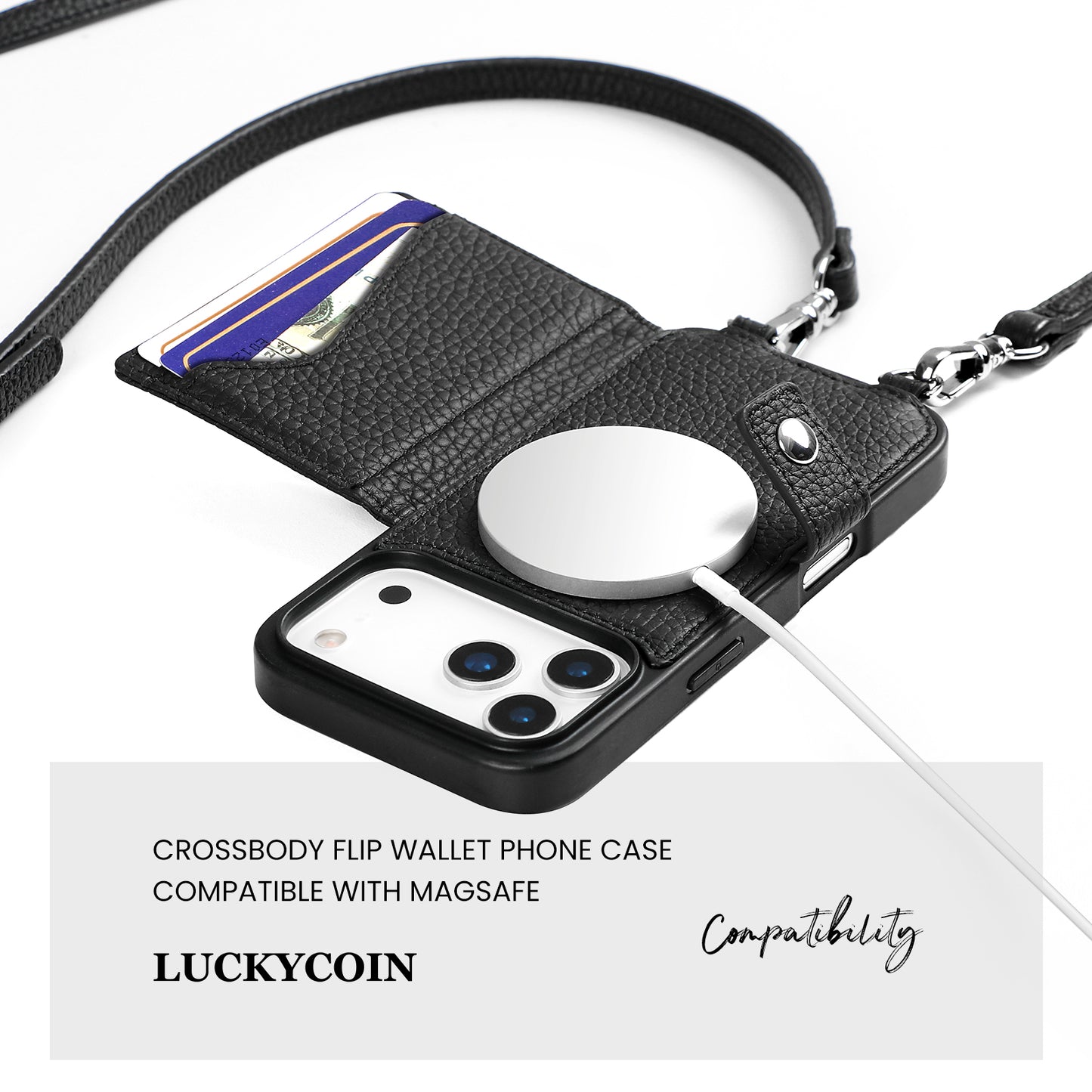 MAGSAFE BIFOLD WALLET CROSSBODY CASE | BLACK