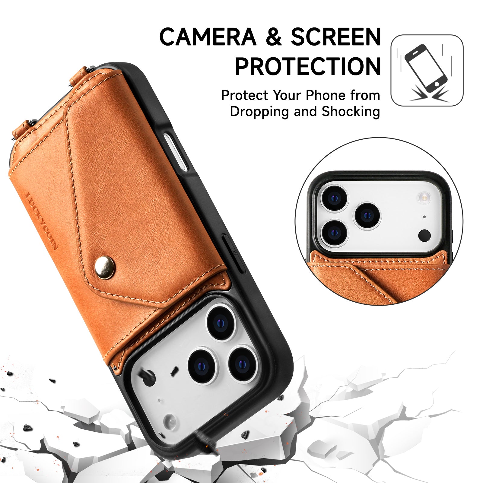 iPhone Crossbody Wallet Case | Vintage Brown Leather | LUCKYCOIN iPhone Crossbody Wallet Case | Vintage Brown Leather | LUCKYCOIN