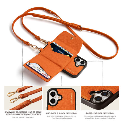 Detachable Flip Wallet Crossbody Phone Case | Orange