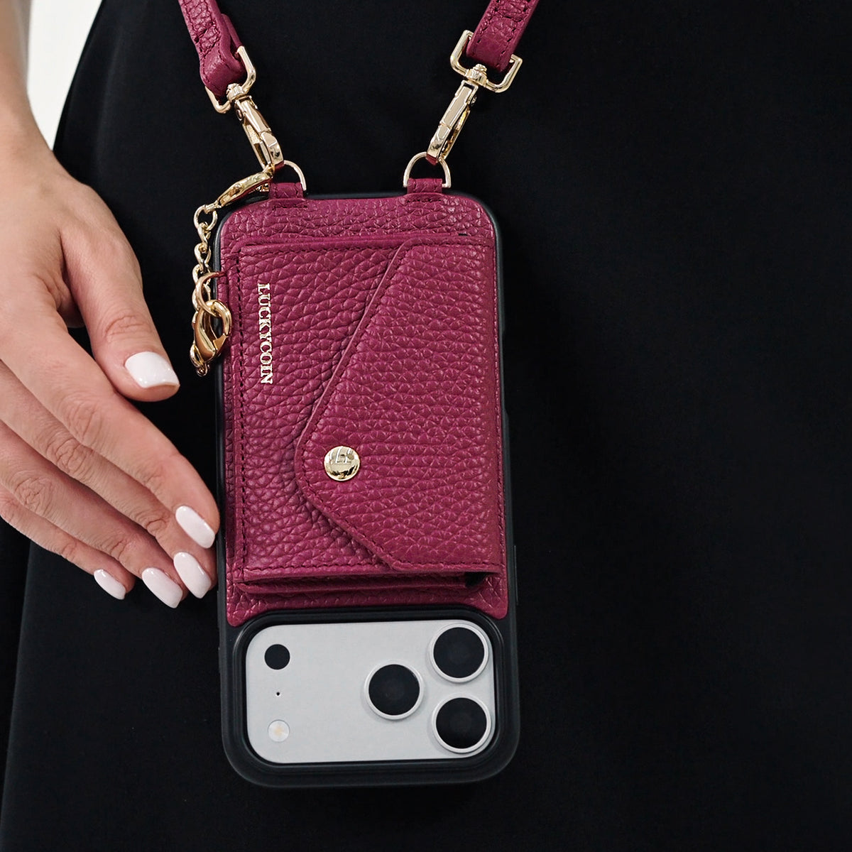 Detachable Crossbody Wallet Phone Case with Round Pouch | Rose Purple