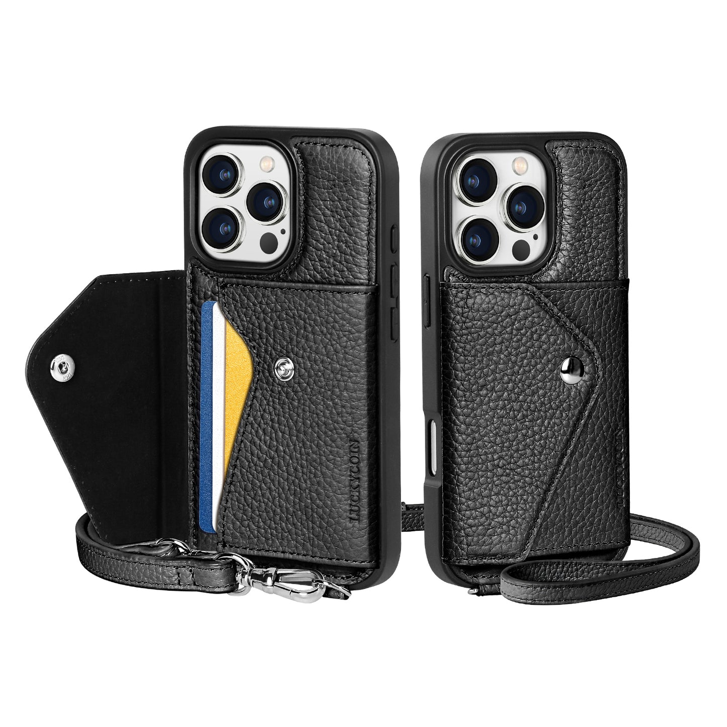 IPHONE CROSSBODY CASE | BLACK PEBBLED