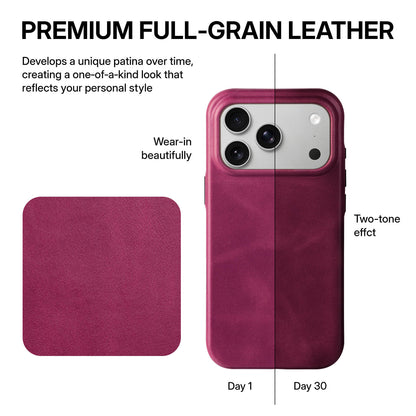 Full-Grain Leather Phone Case | Rose Purple
