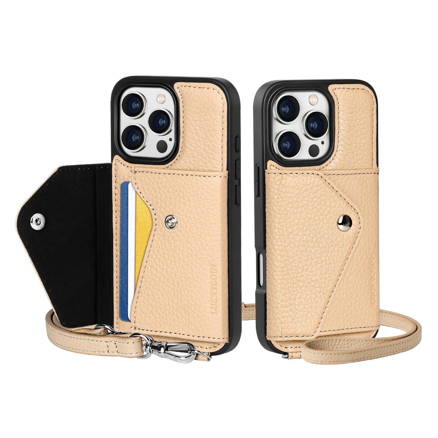 IPHONE CROSSBODY CASE | BEIGE PEBBLED