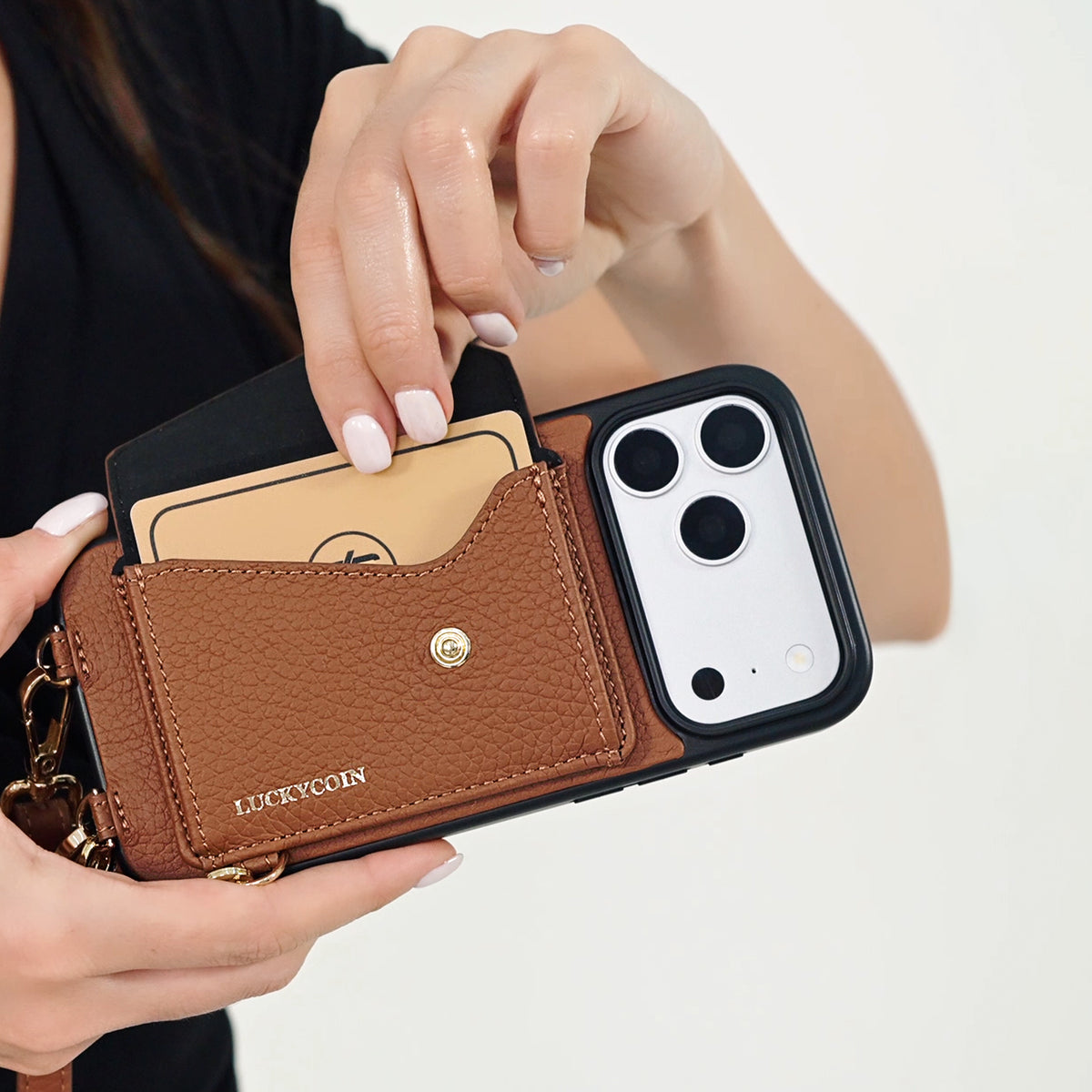 Detachable Crossbody Wallet Phone Case with Round Pouch | Cognac Brown