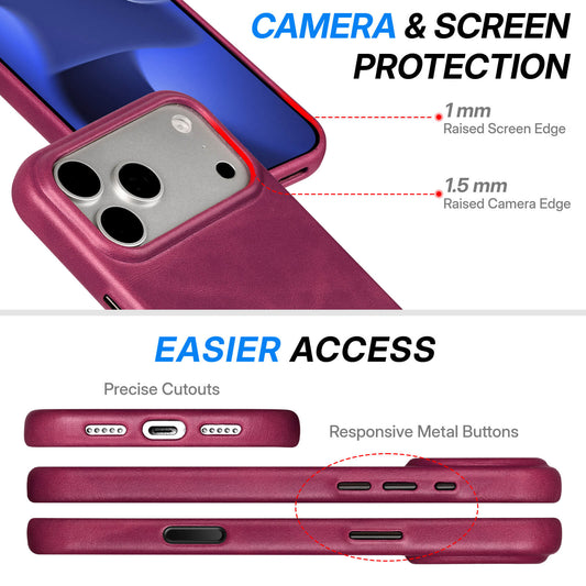 Full-Grain Leather Phone Case | Rose Purple