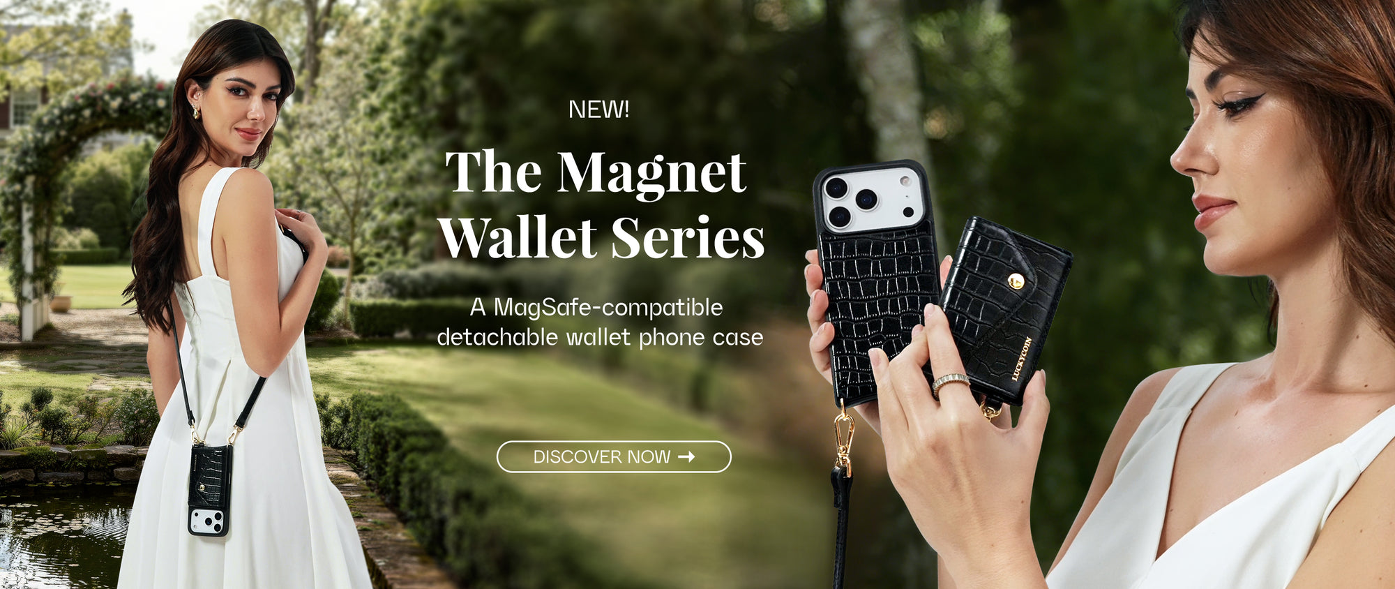 MagSafe-compatible magnet wallet crossbody phone case with detachable strap, wireless charging support, and hands-free carry for daily use and travel