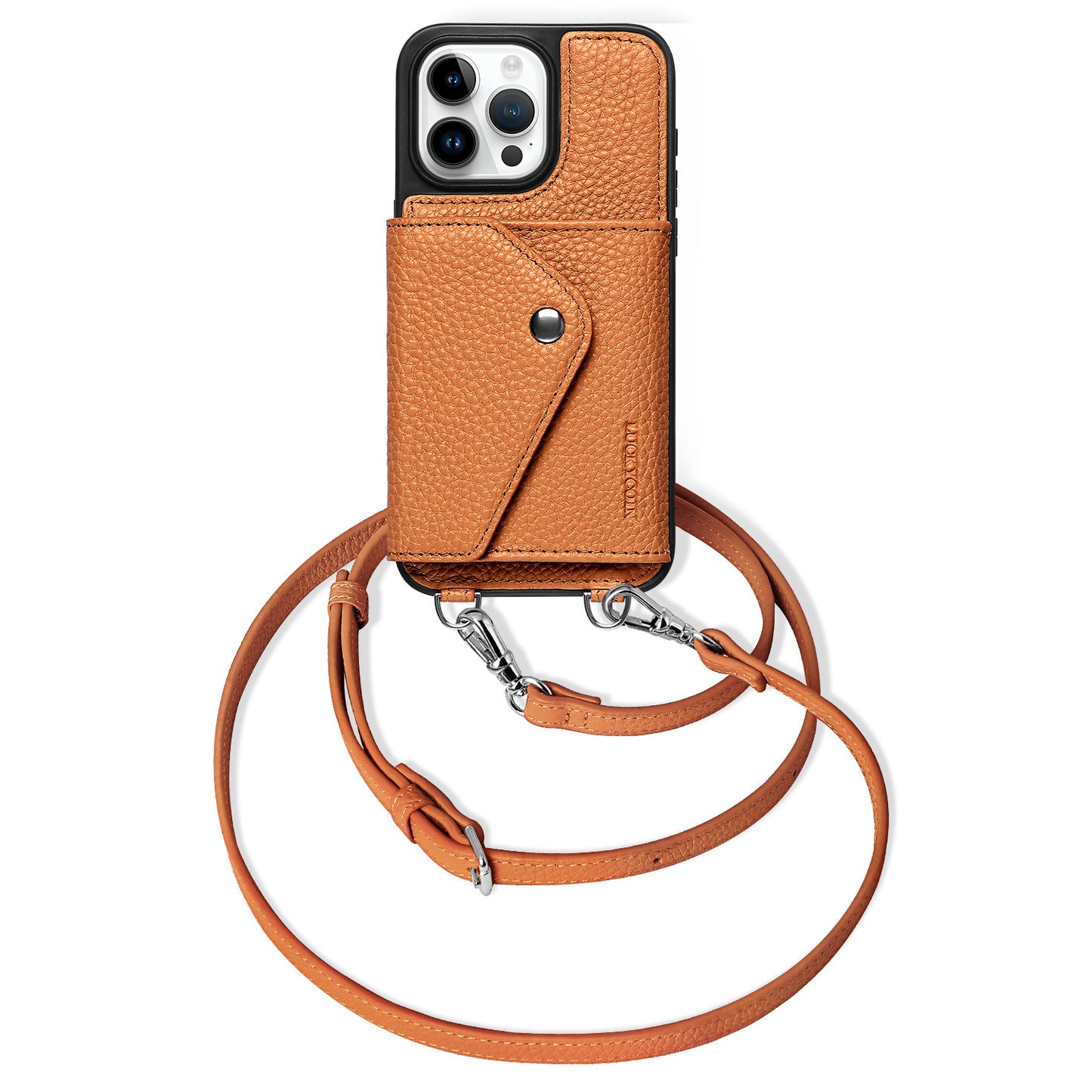 iPhone Crossbody Wallet Case | Brown Pebbled Leather iPhone Crossbody Wallet Case | Brown Pebbled Leather