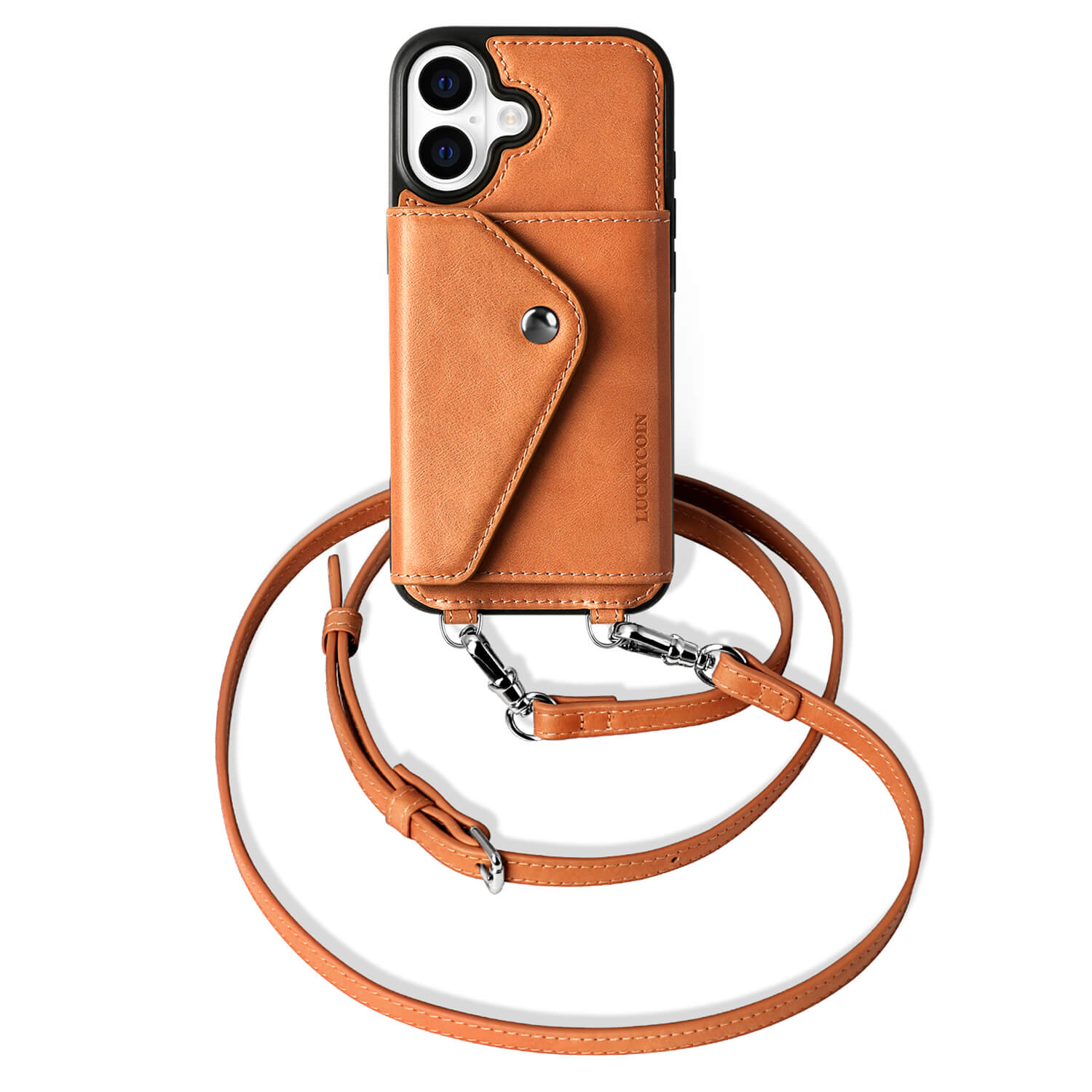 iPhone Crossbody Wallet Case | Vintage Brown Leather | LUCKYCOIN