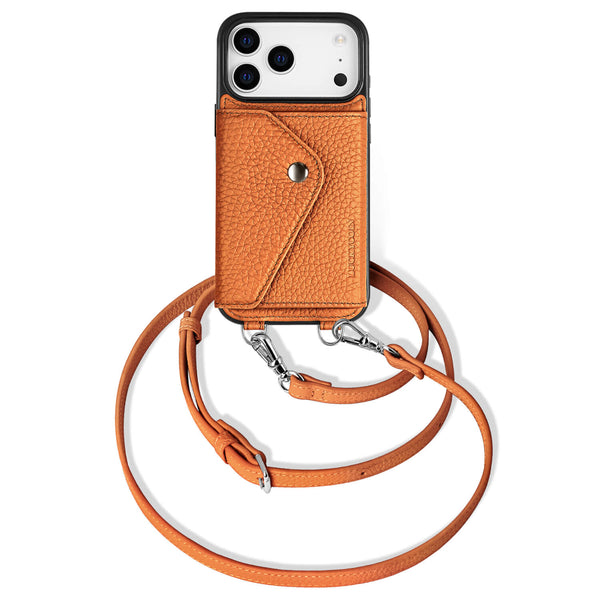 iPhone Crossbody Wallet Case | Brown Pebbled Leather | LUCKYCOIN