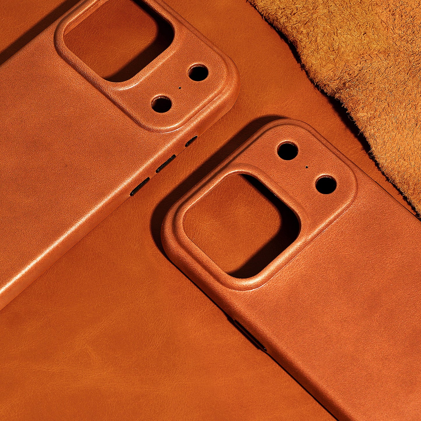 LUCKYCOIN full-grain leather MagSafe phone case with camera control button for iPhone series5