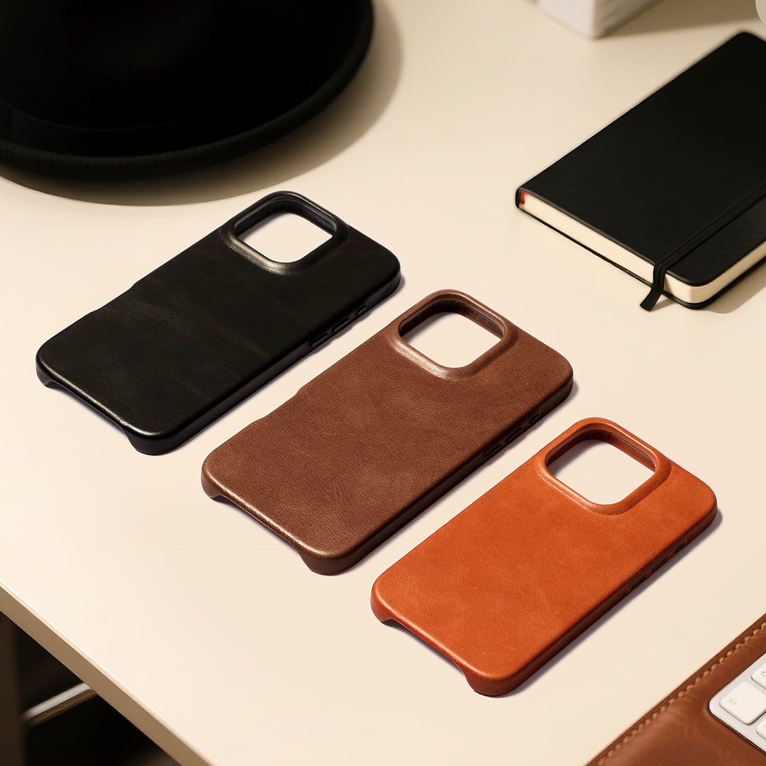 LUCKYCOIN full-grain leather MagSafe phone case with camera control button for iPhone series6