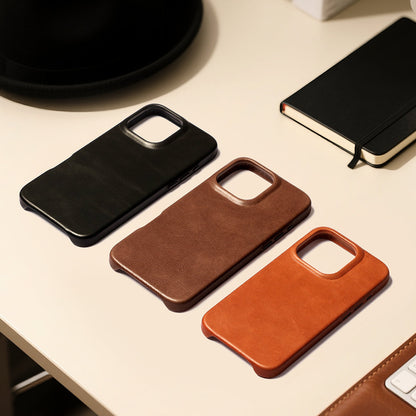 LUCKYCOIN full-grain leather MagSafe phone case with camera control button for iPhone series6