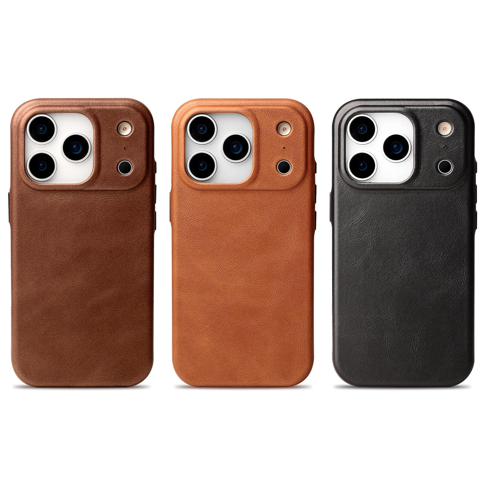 LUCKYCOIN full-grain leather MagSafe phone case with camera control button for iPhone series