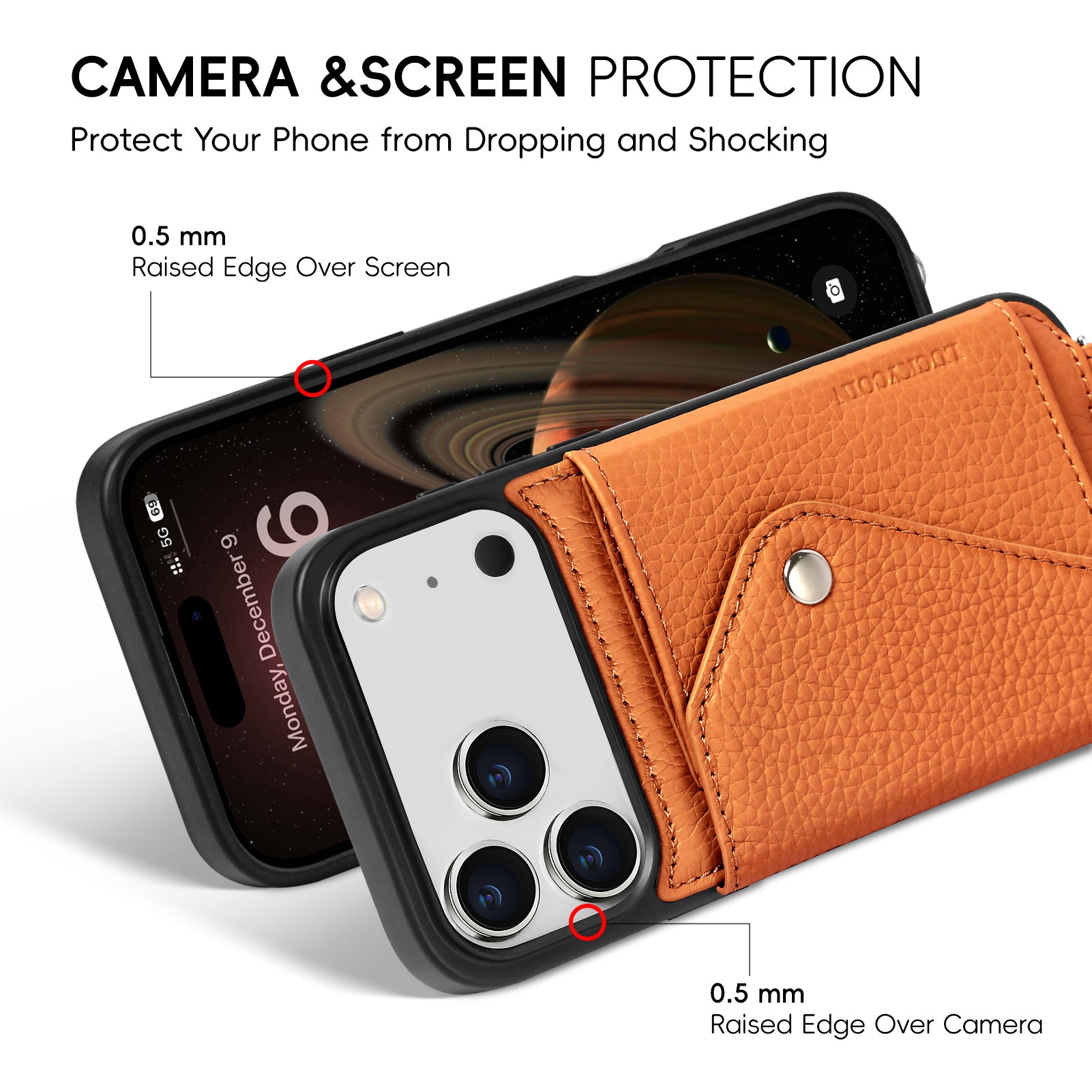 LUCKYCOIN hands-free leather crossbody wallet phone case for iPhone, perfect for daily travel9