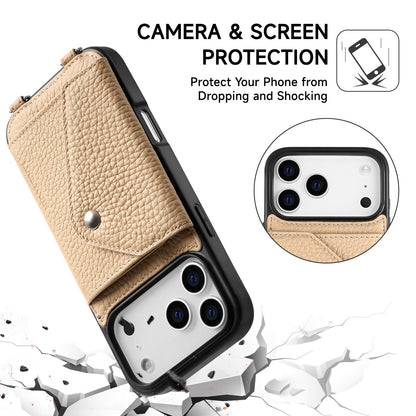 LUCKYCOIN hands-free leather crossbody wallet phone case for iPhone, perfect for daily travel2