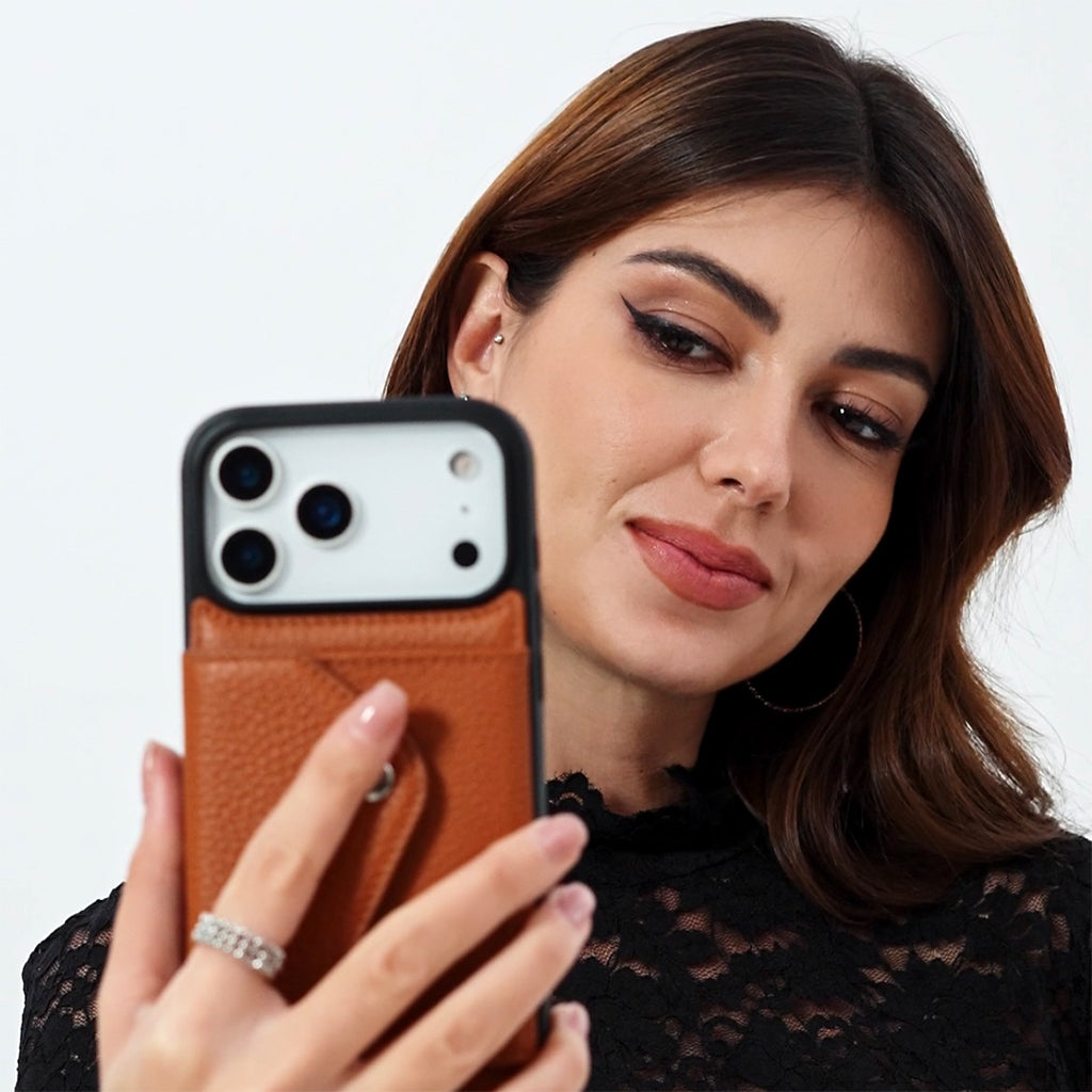 LUCKYCOIN hands-free leather crossbody wallet phone case for iPhone, perfect for daily travel3
