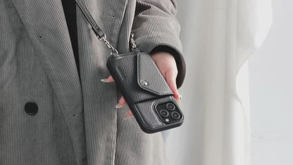 iPhone Crossbody Case | Black Pebbled