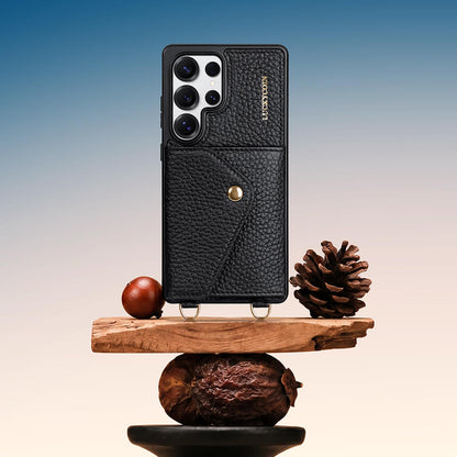 Samsung Galaxy crossbody wallet phone case made with premium pebbled leather